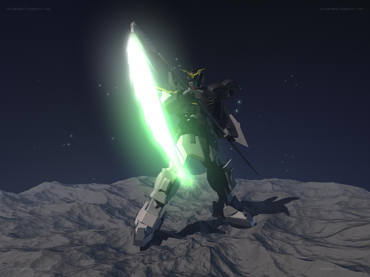 Gundam with green sword