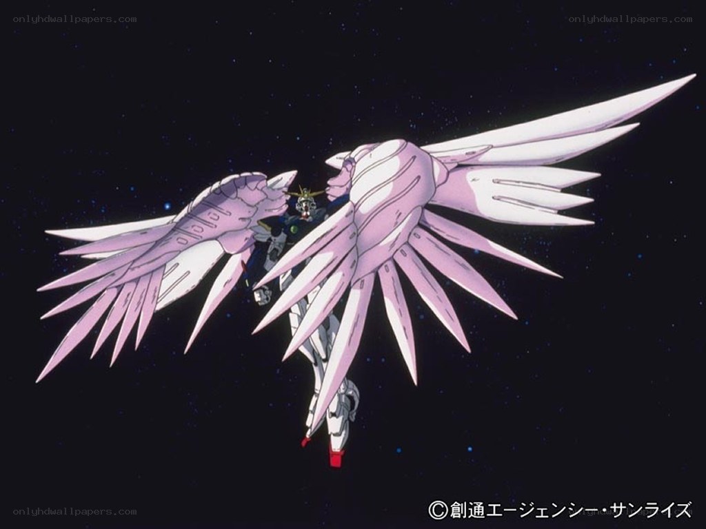 Gundam with large wings in space