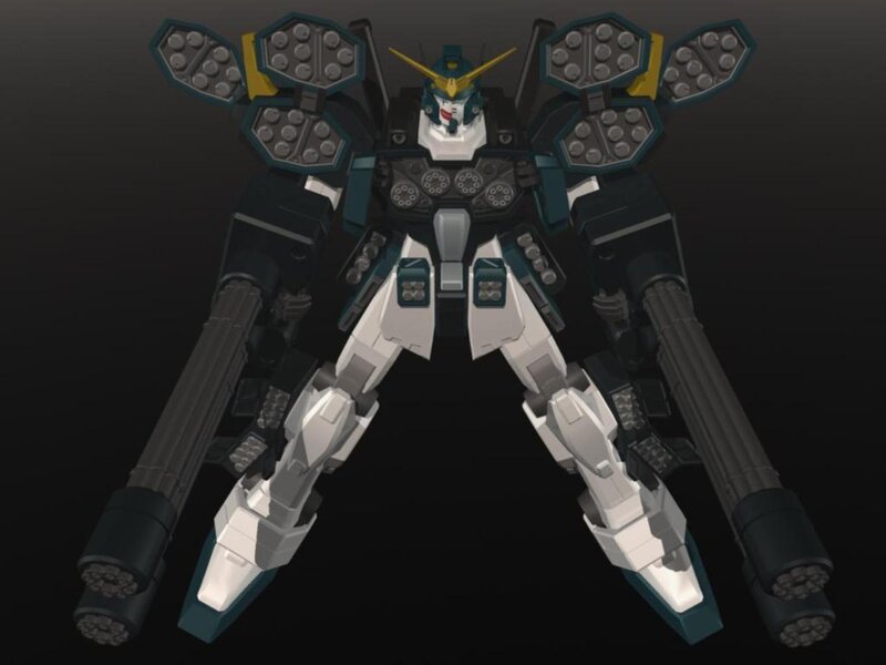 Gundam with missile launchers