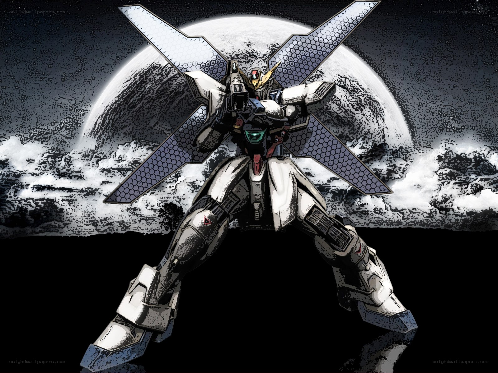 Gundam with solar panels