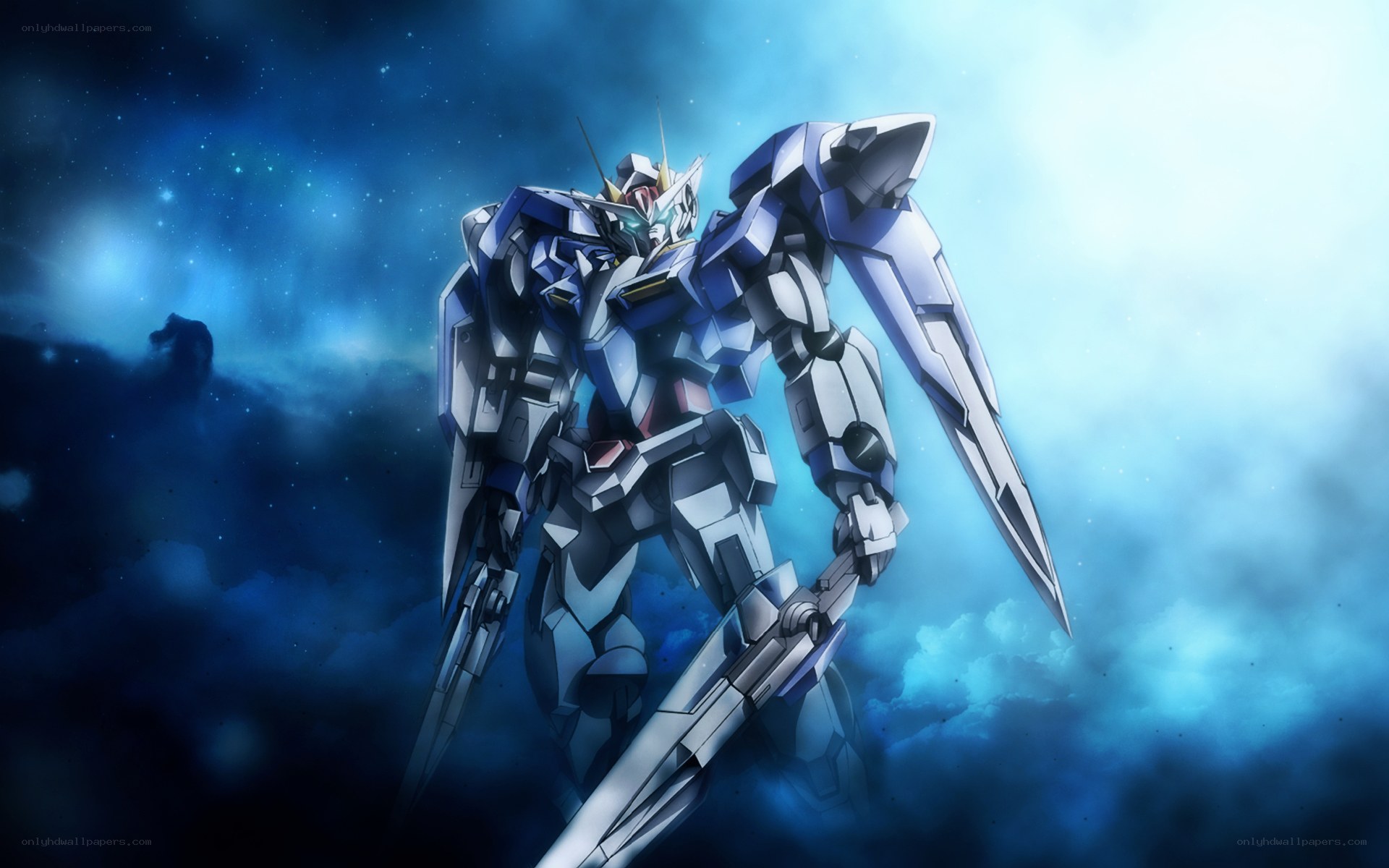 Gundam with sword in space