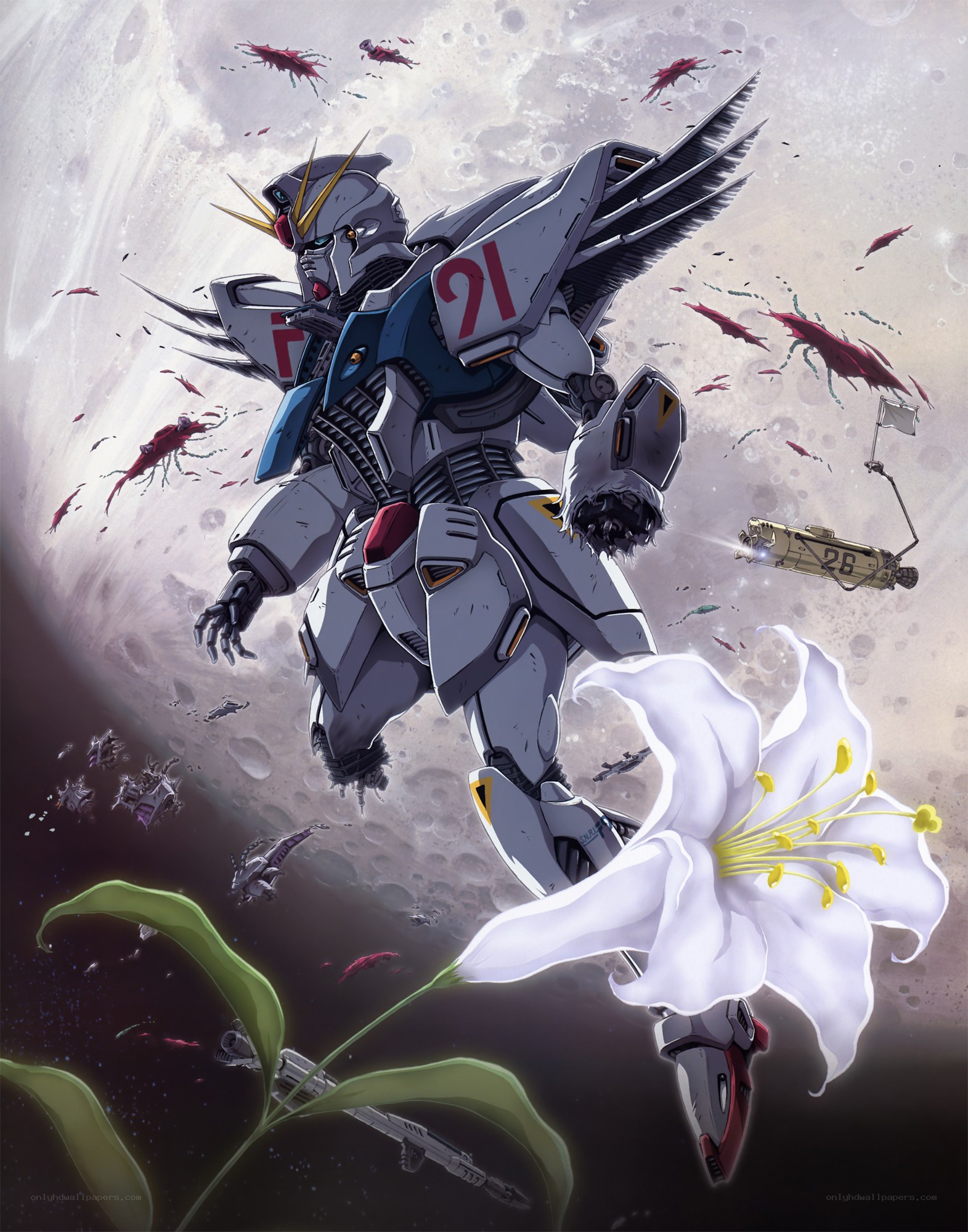 Gundam with wings in space