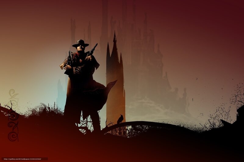 gunman in a desolate landscape