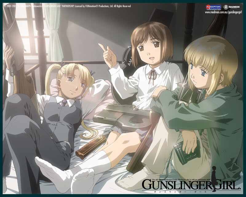 Gunslinger Girl characters in a room