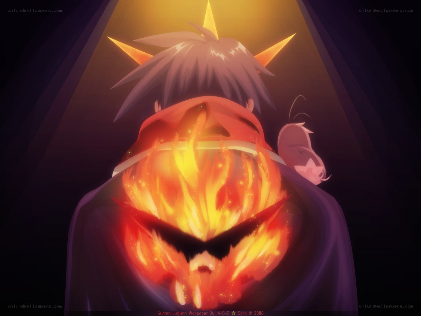 Gurren Lagann character with fire