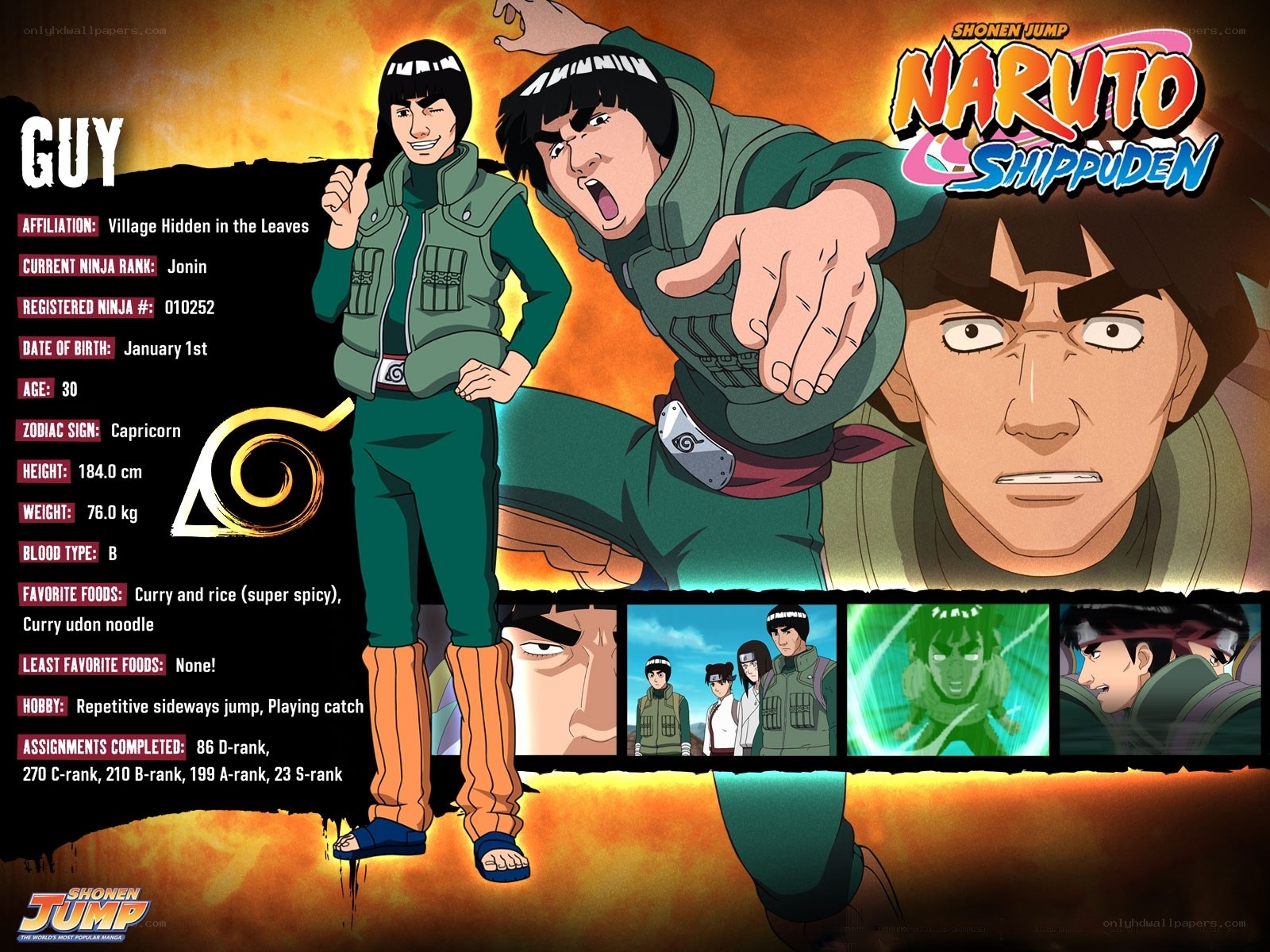 Guy character profile from Naruto