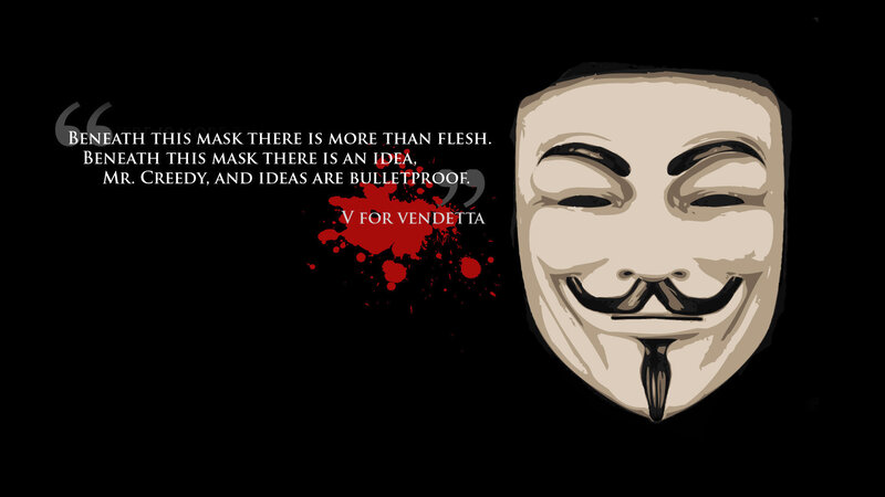 Guy Fawkes Mask — Black, Dramatic, Digital Art, Quote