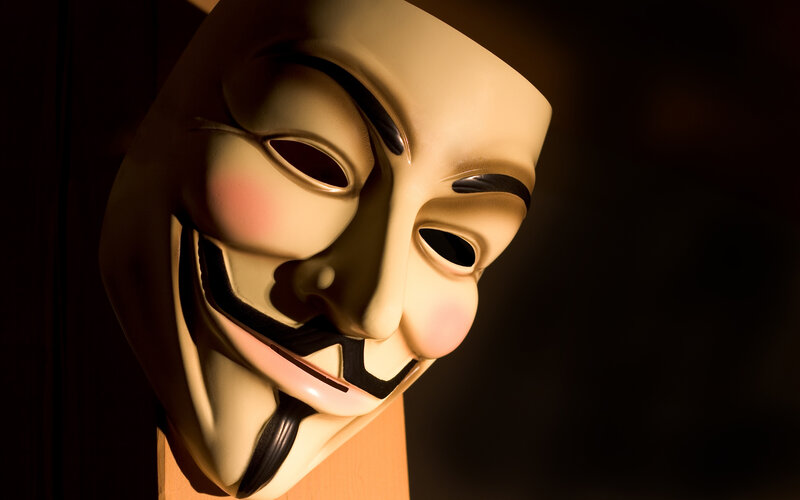 Guy Fawkes mask in spotlight