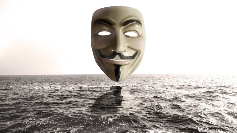 Guy Fawkes Mask over Water