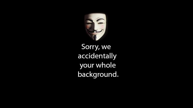Guy Fawkes mask with apology