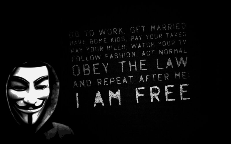 Guy Fawkes mask with quote