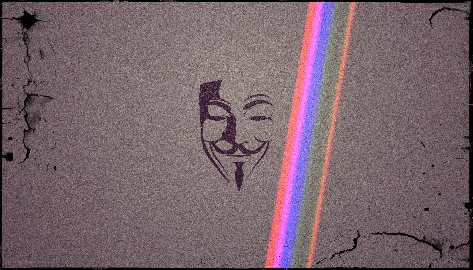 Guy Fawkes mask with rainbow light