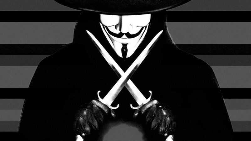 Guy Fawkes mask with swords