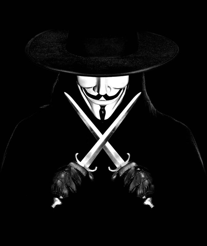 Guy Fawkes mask with swords