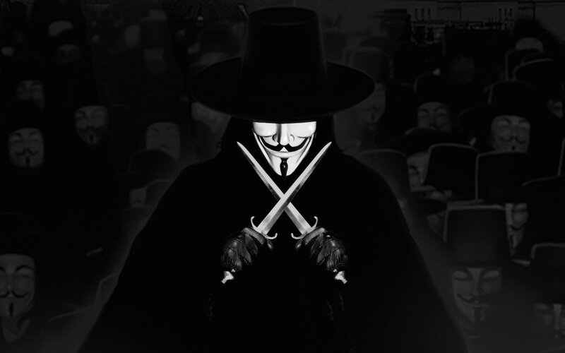 Guy Fawkes mask with swords