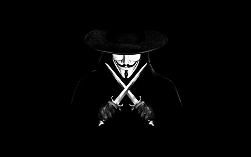 Guy Fawkes mask with swords