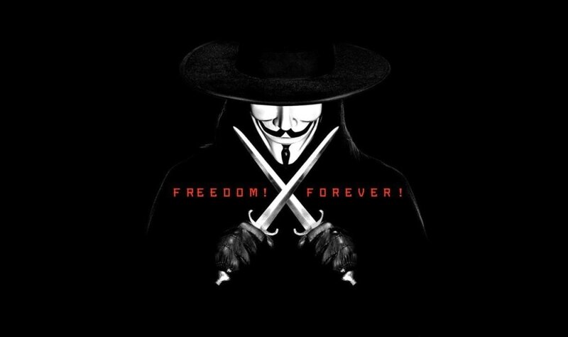 Guy Fawkes mask with swords