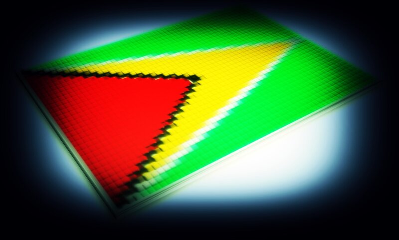 Guyana Flag on Pixel Grid