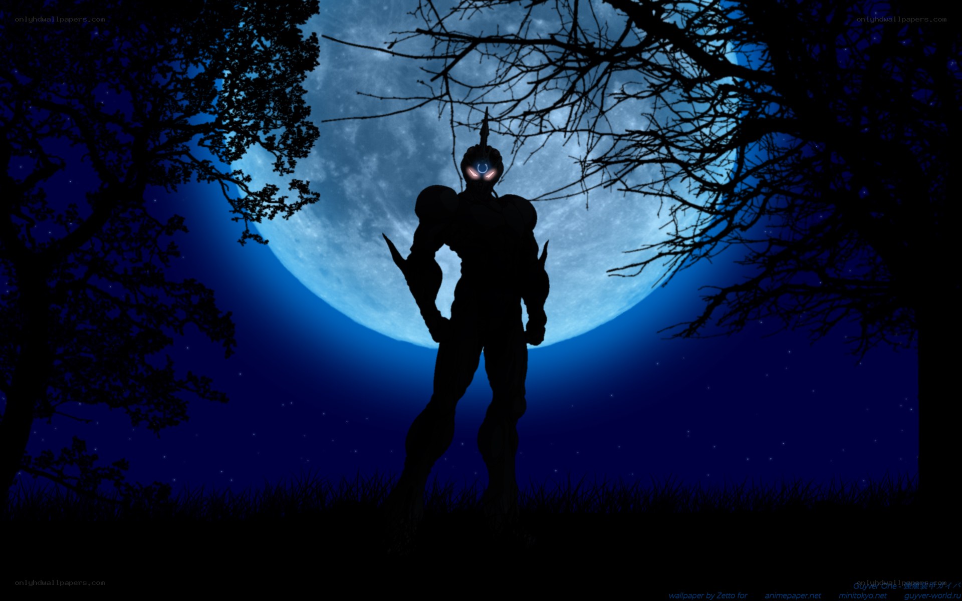 Guyver One silhouette at night