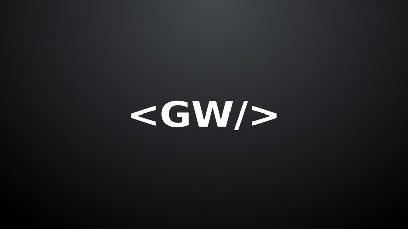 <GW/> logo on dark background