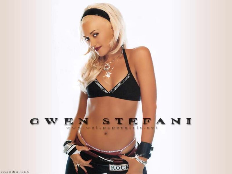 Gwen Stefani in a black bikini