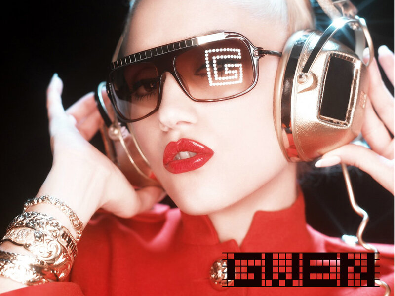 Gwen Stefani with headphones