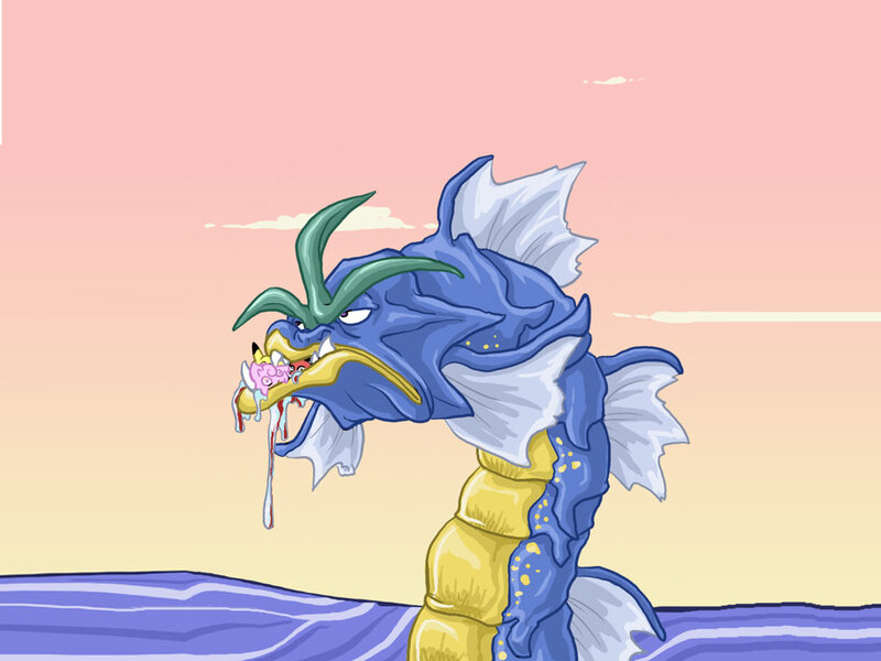 Gyarados eating a Pokémon
