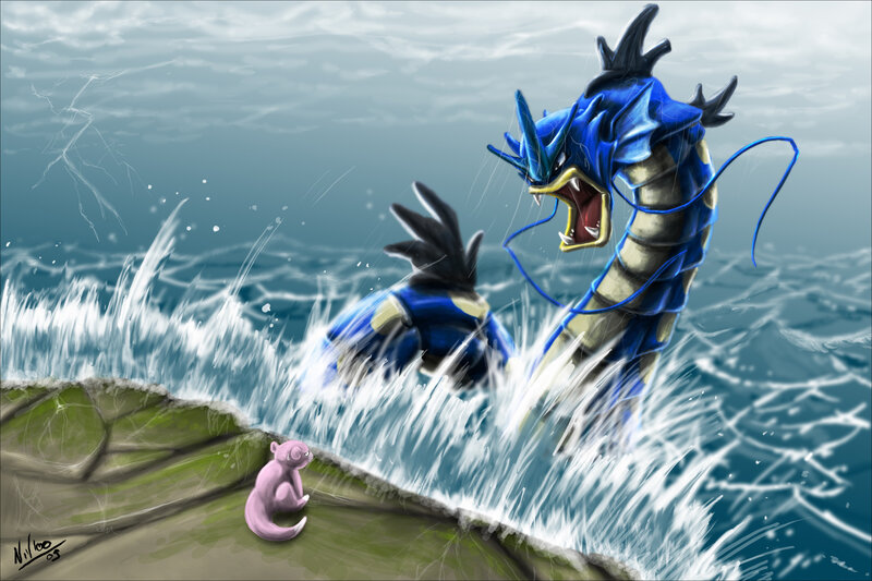 Gyarados emerges from the sea