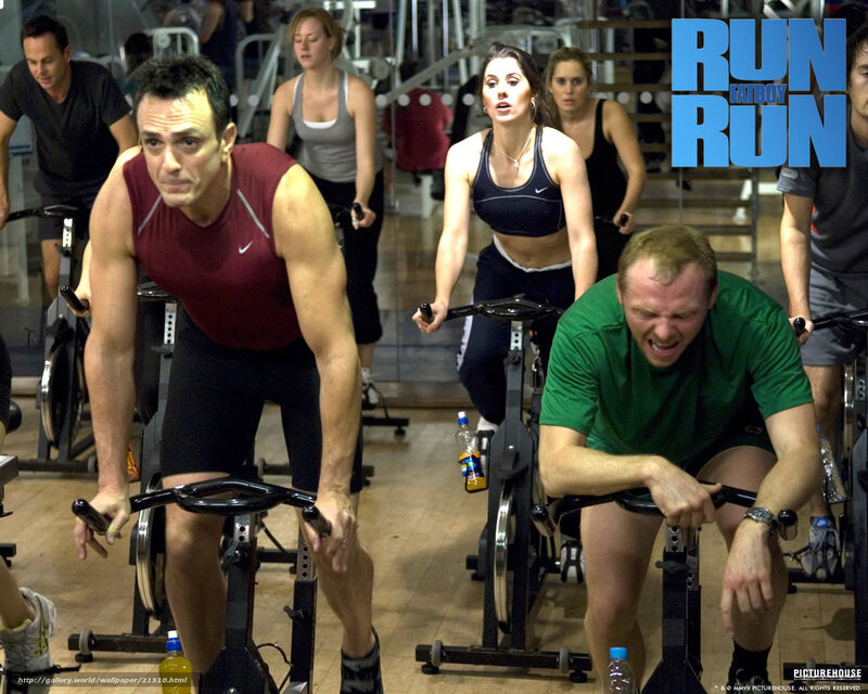 Gym cycling class scene