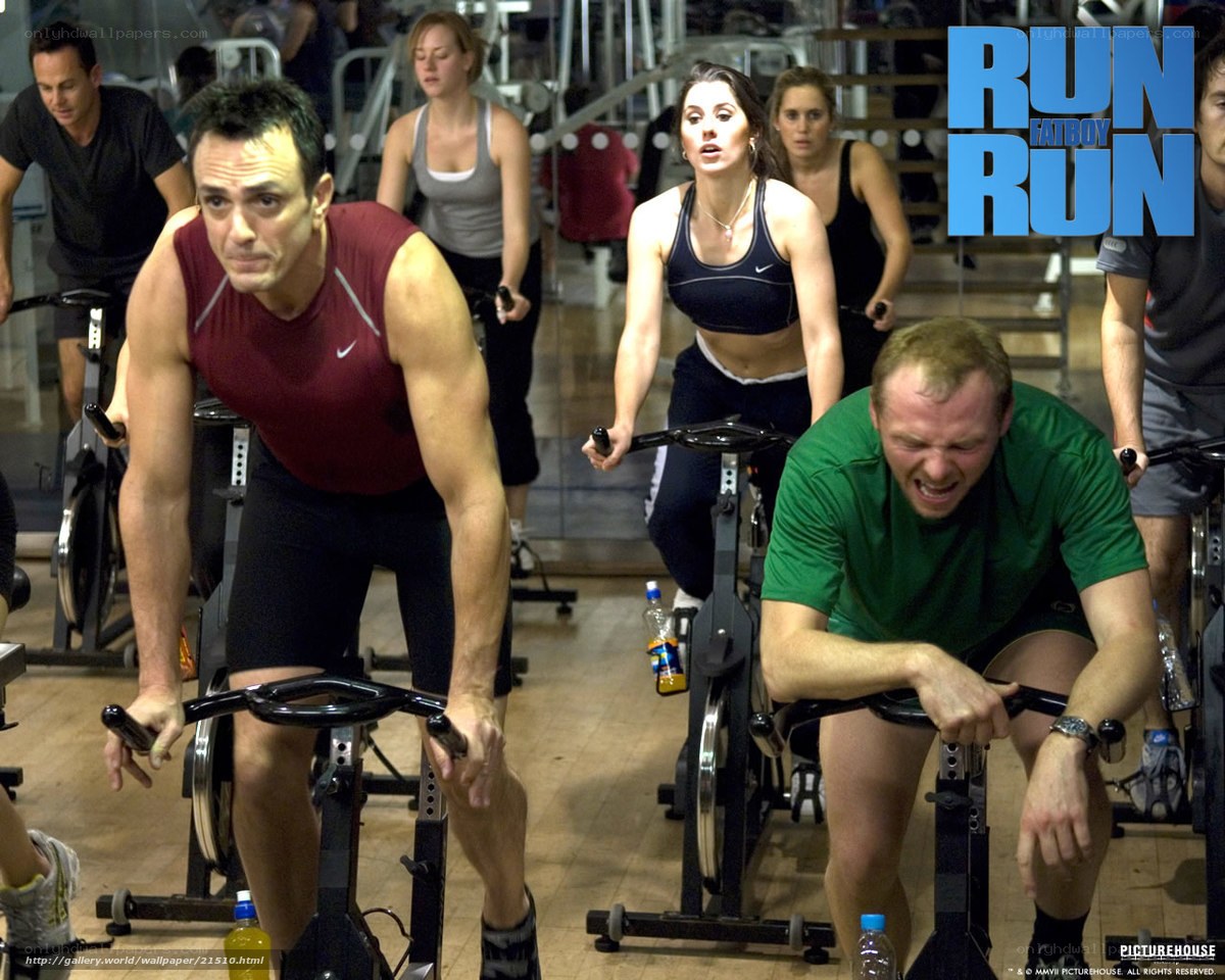 Gym cycling class scene
