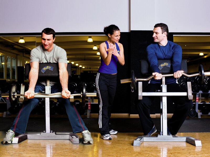 Gym training session with instructor