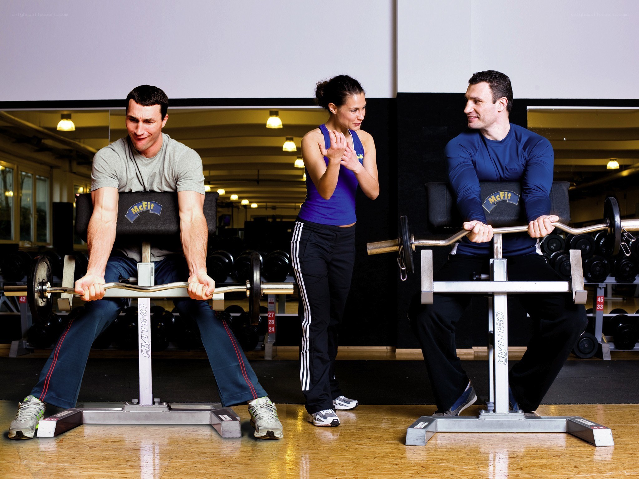 Gym training session with instructor