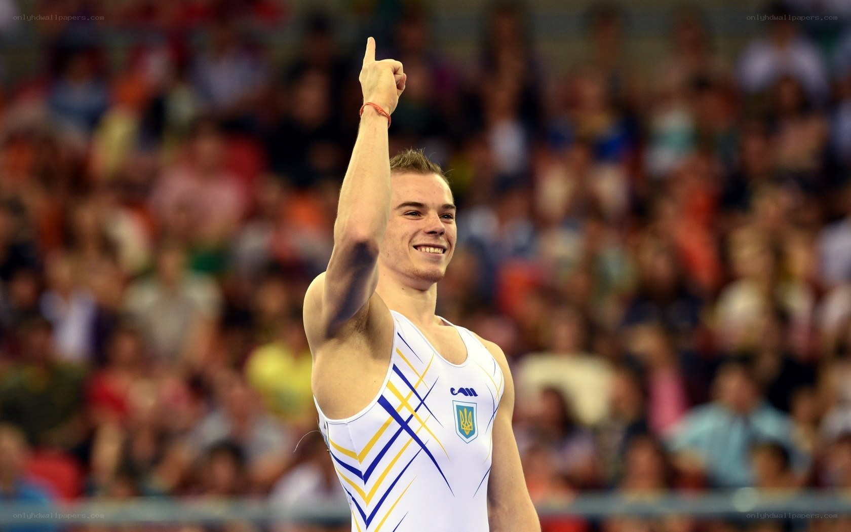 gymnast celebrates victory
