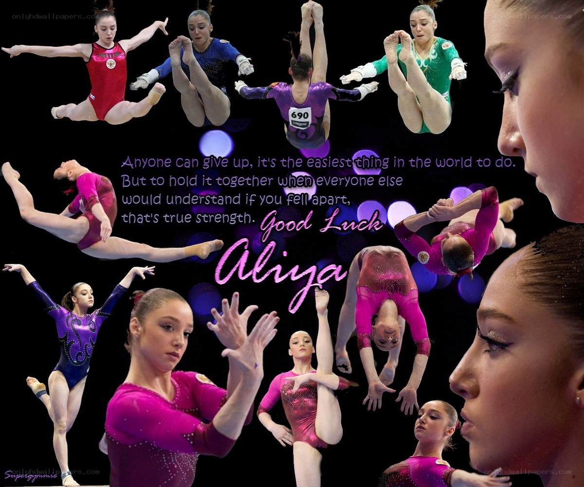 Gymnast collage with quote