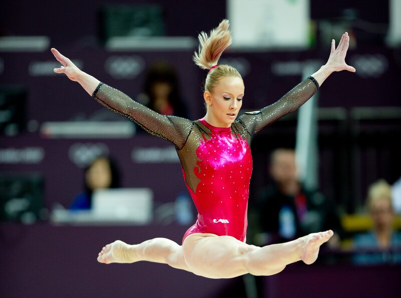 Gymnast in mid-air split