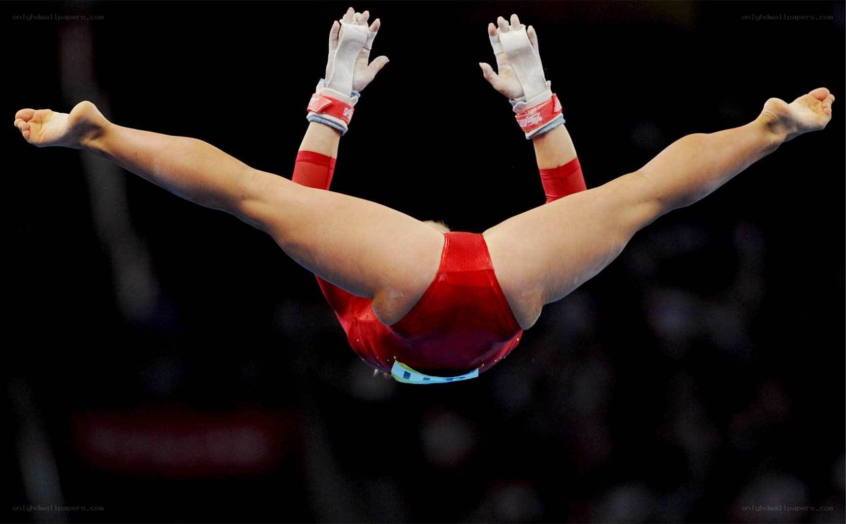 Gymnast in mid-air split