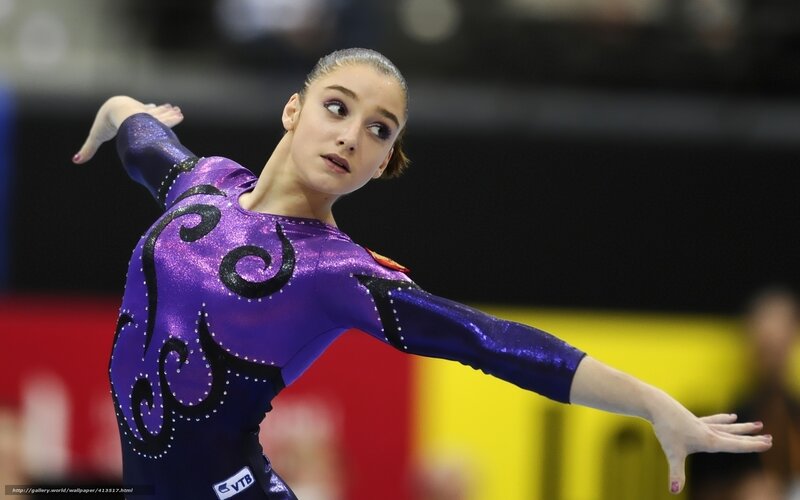 gymnast in purple leotard