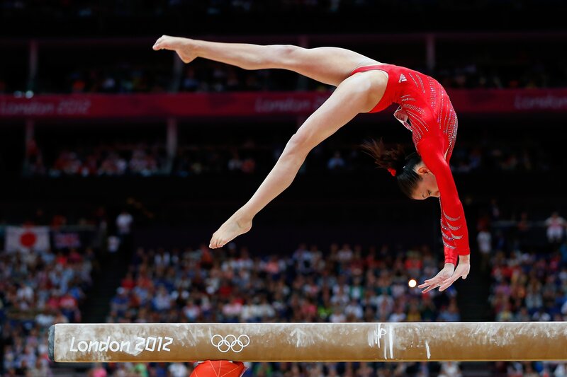 Gymnast on balance beam