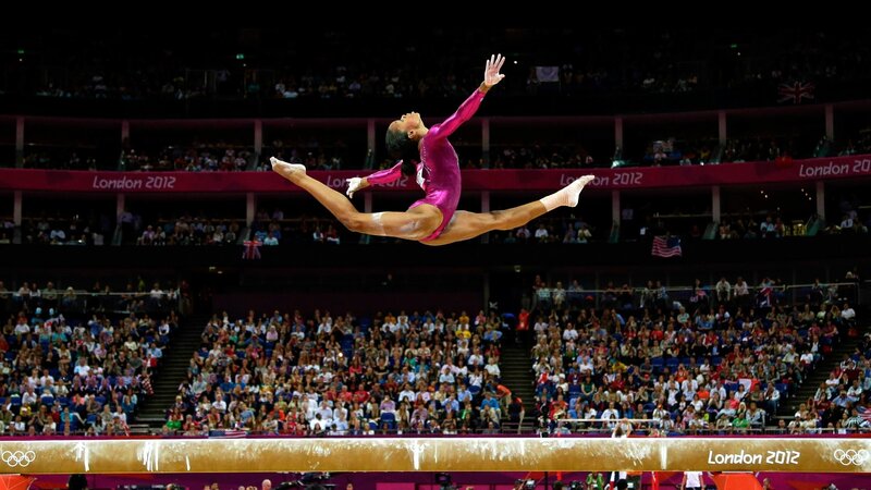 Gymnast on Balance Beam — Pink, Dramatic