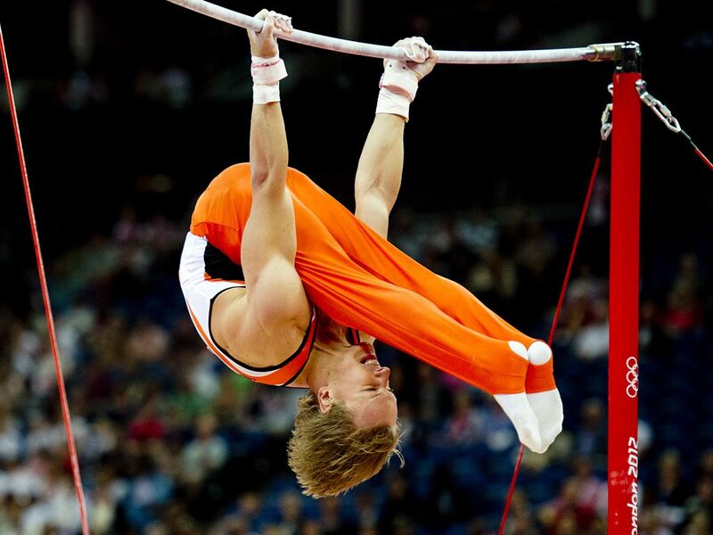 Gymnast on High Bar — Orange