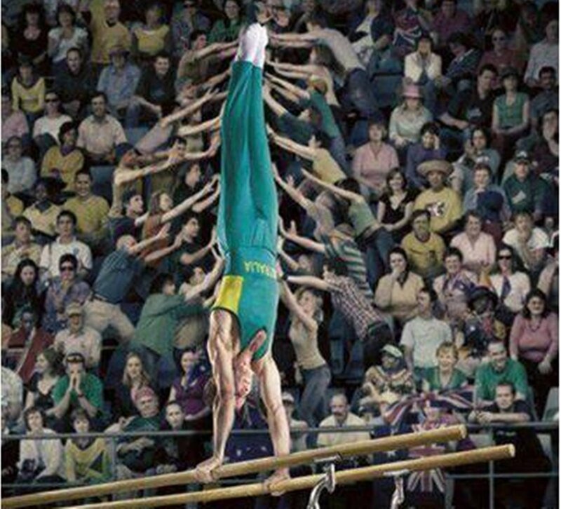 Gymnast on Parallel Bars — Green
