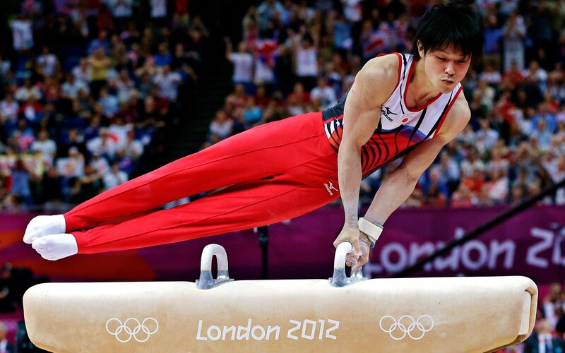 Gymnast on Pommel Horse — Red