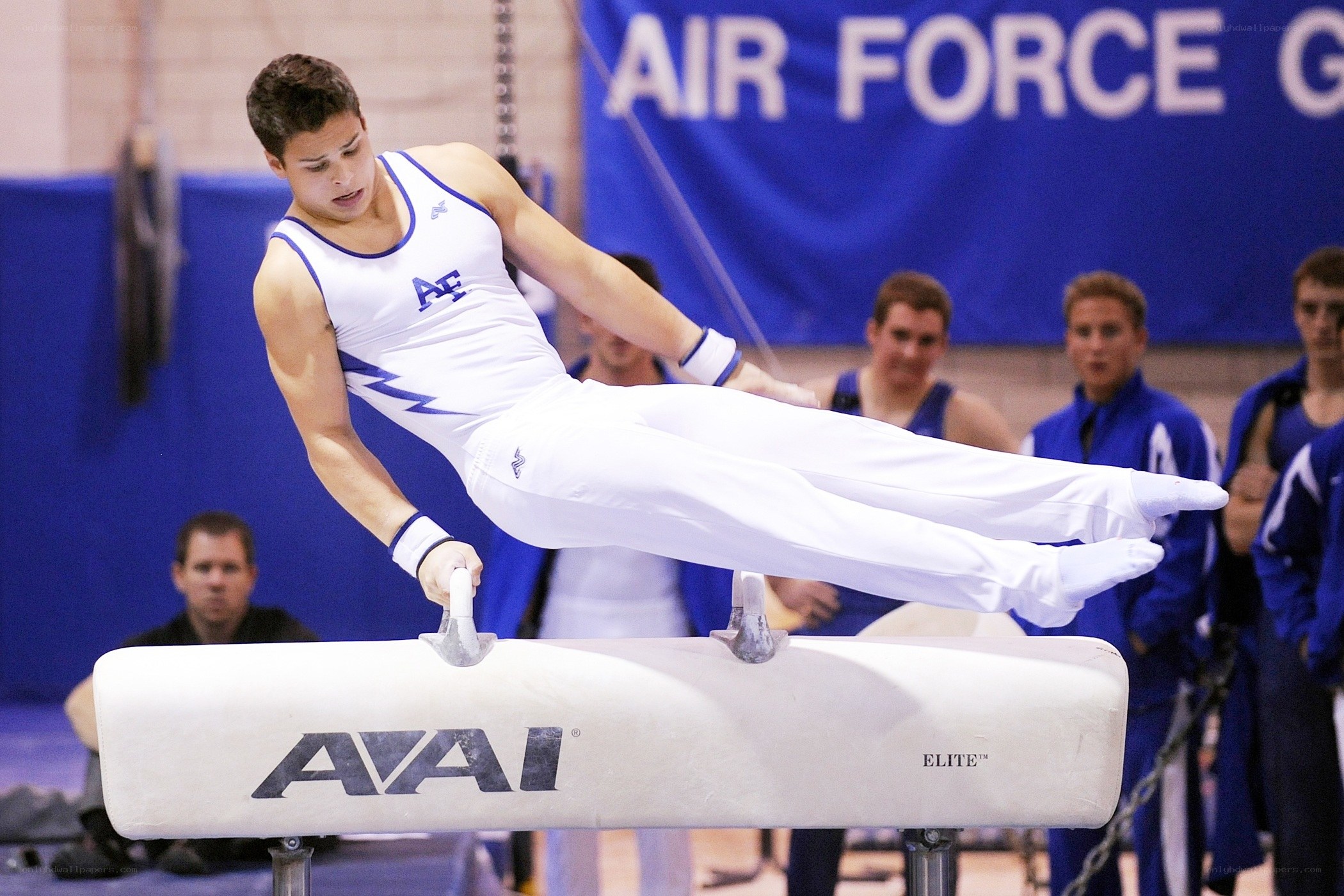 gymnast on pommel horse