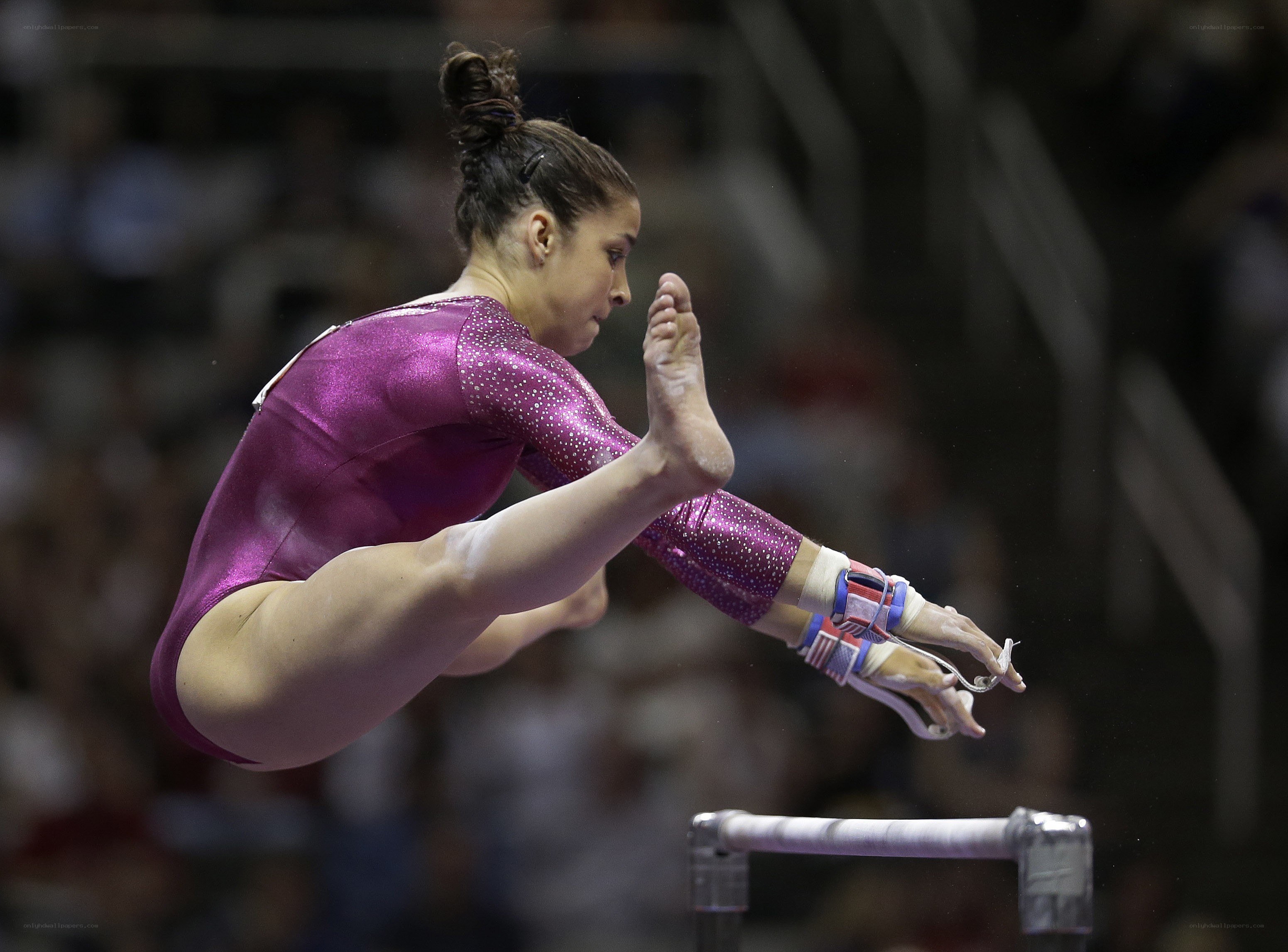 gymnast on uneven bars