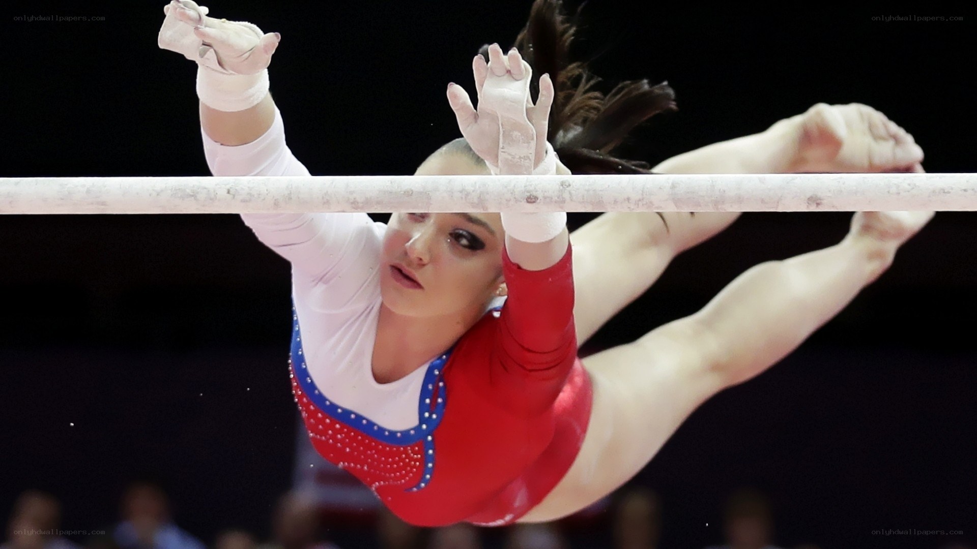 Gymnast on uneven bars
