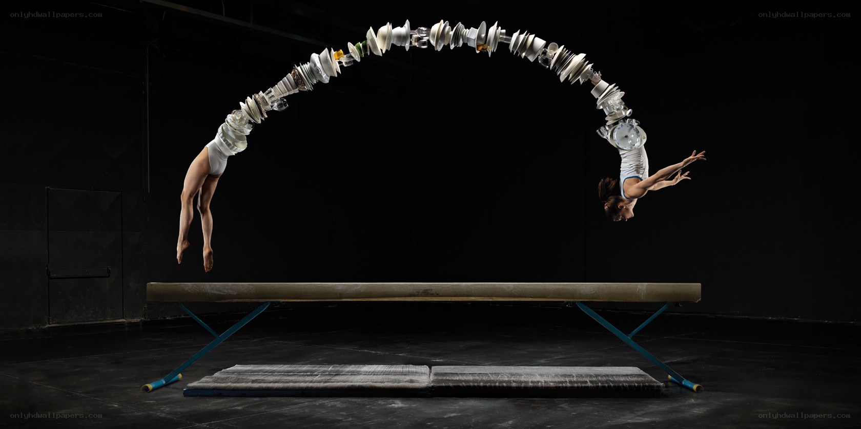 Gymnast performing acrobatic flip