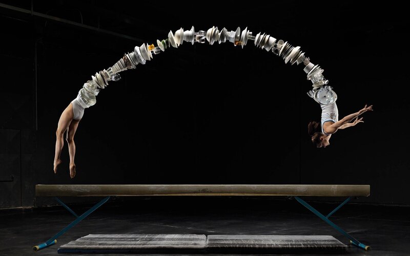 Gymnast performing acrobatic flip