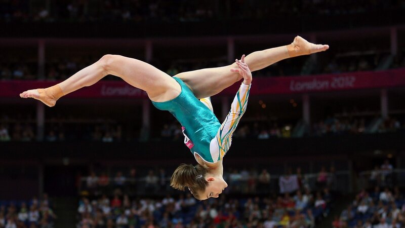 Gymnast Performing Flip — Teal