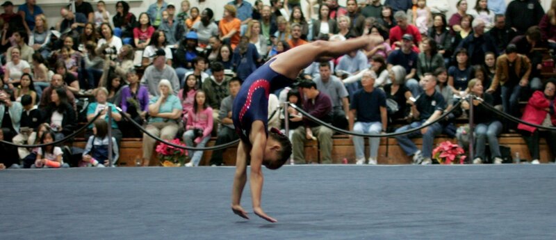 Gymnast Performing Handstand — Blue