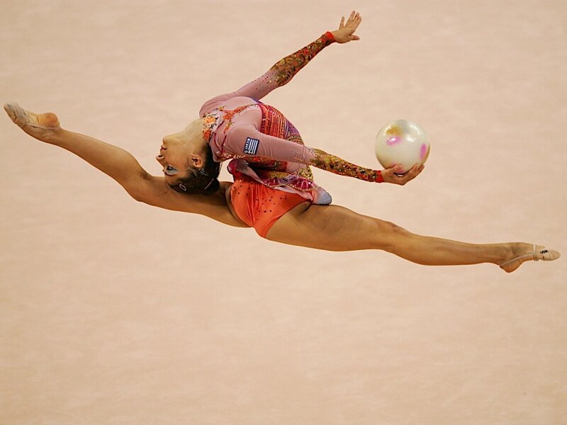 Gymnast Performing with Ball — Pink